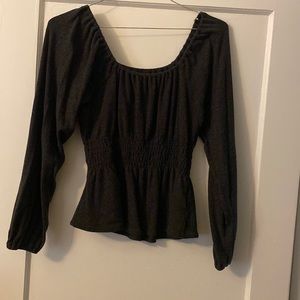 Madewell Dark Gray Peasant Blouse